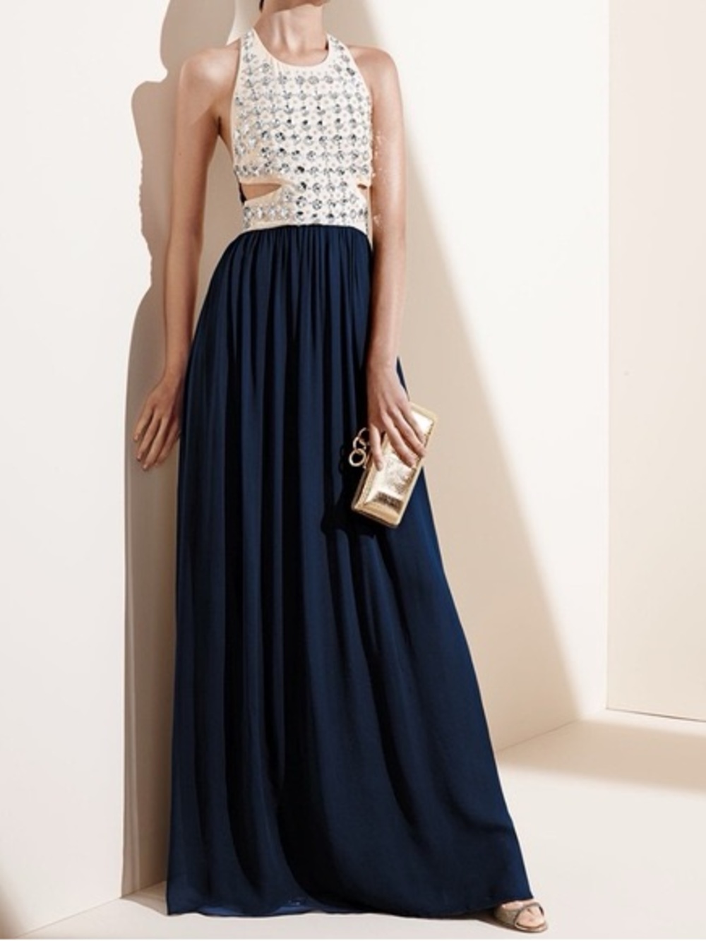 💎 Diane von Furstenberg Gidget silk beaded halter gown